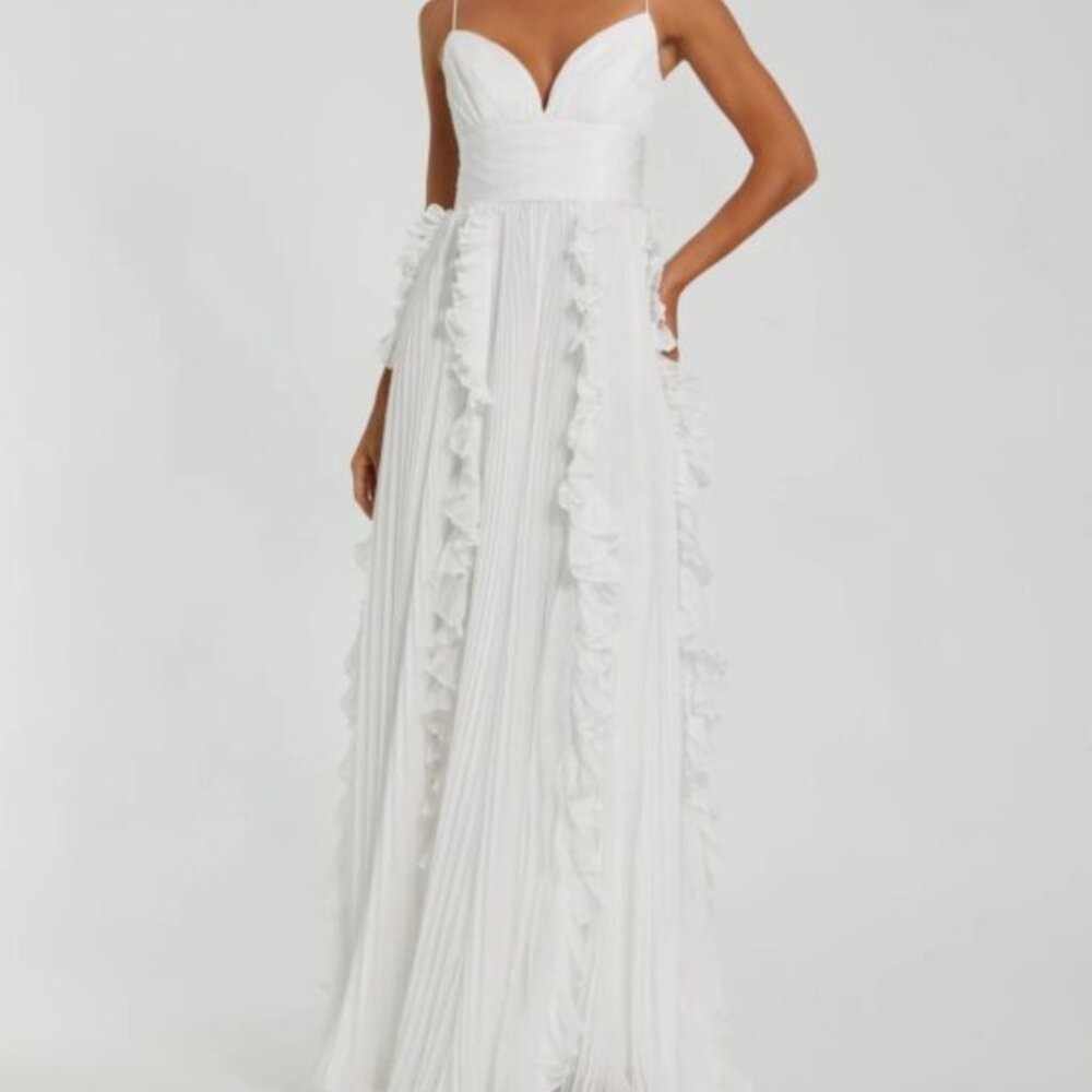 $498 NWT Mac Duggal 49533 Ruffle Skirt Sweetheart Neck Size 16